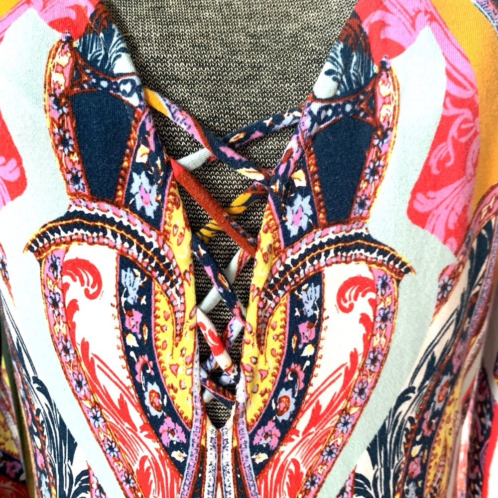 Free People Bodysuit Long Sleeve Top Boho Hippie Top Sz M - Picture 2 of 12